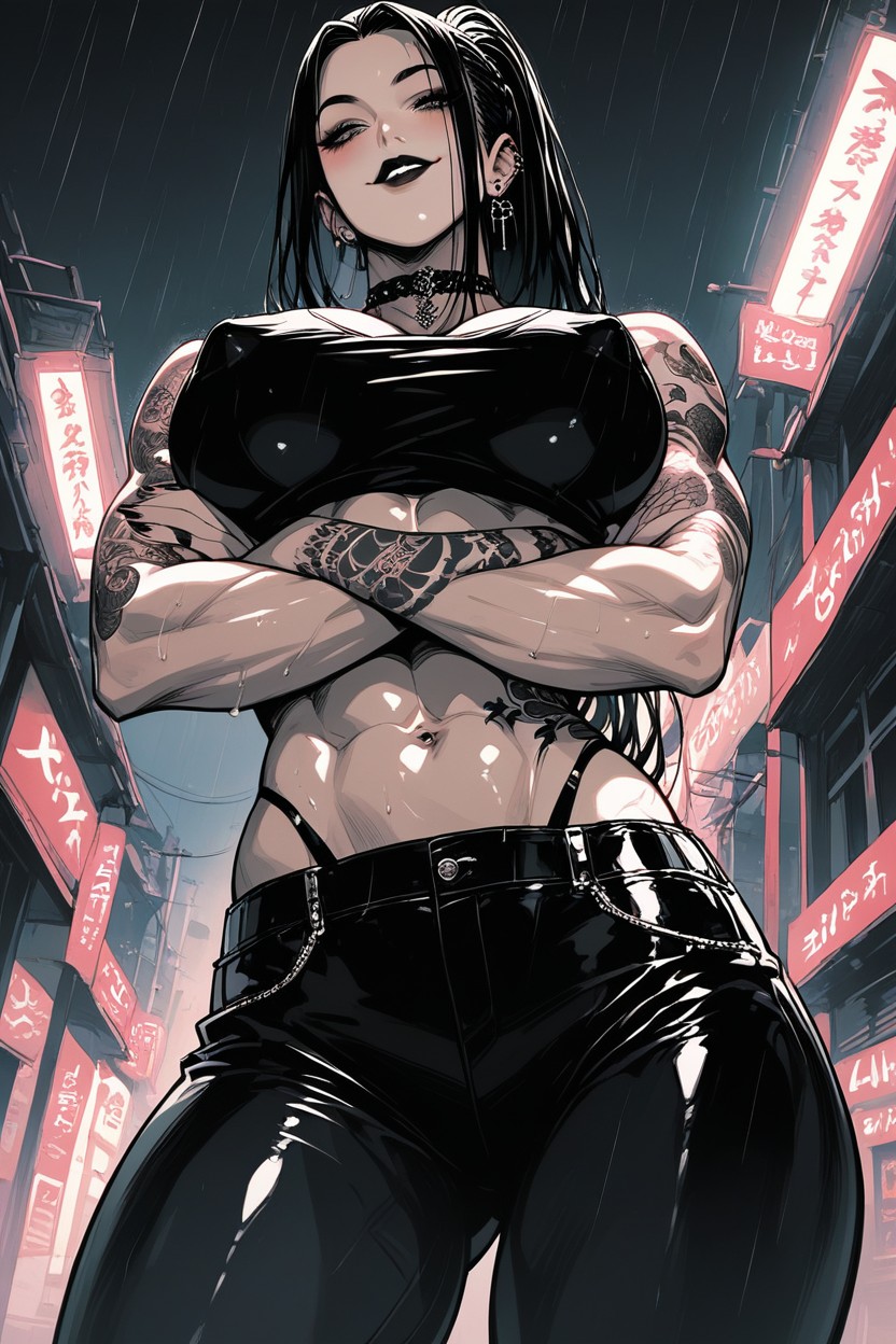 Black Lipstick, Tattoos, A Sexy Hentai AI Porn