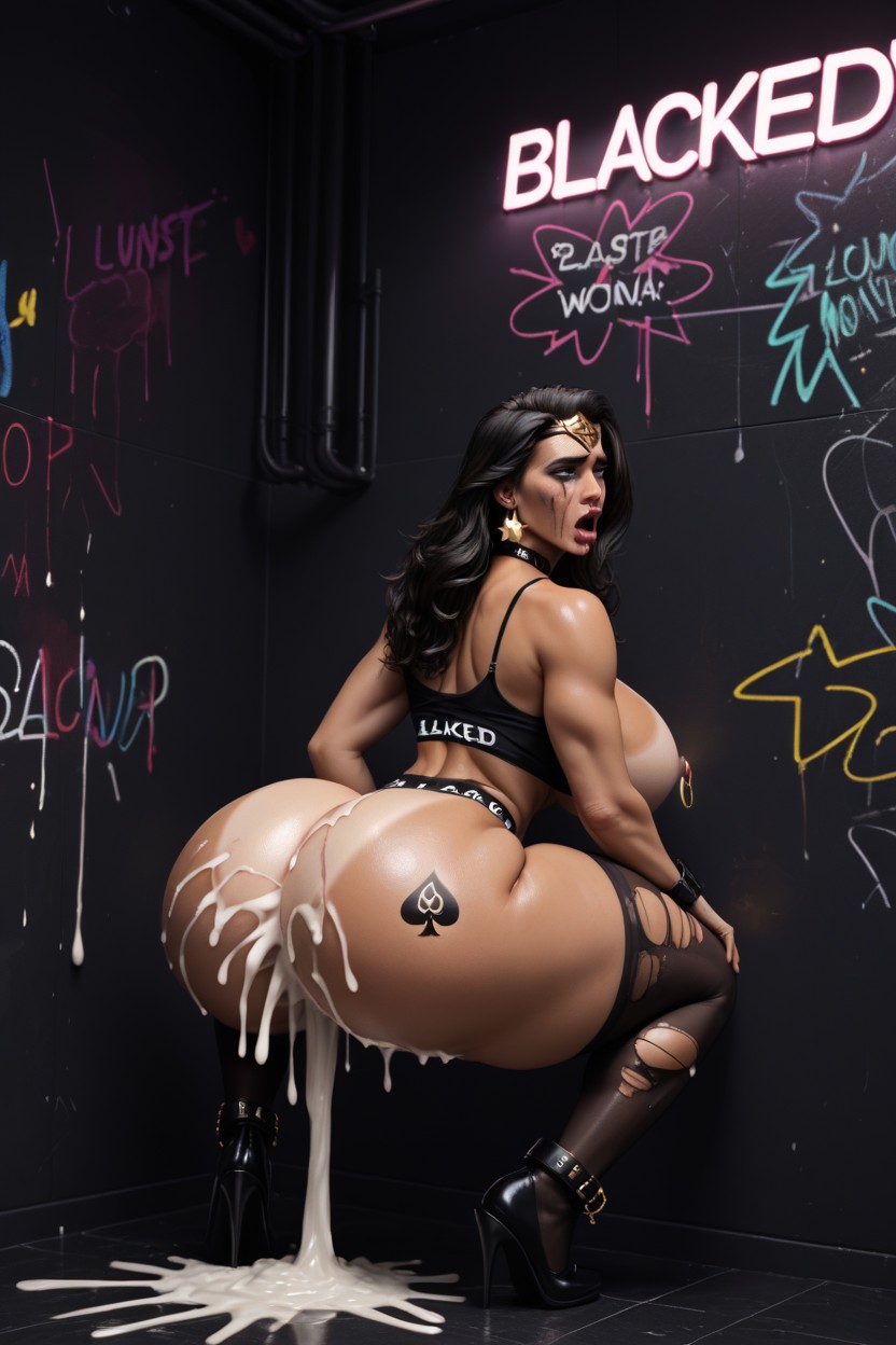 Standing Bending Over, Tan Lines, Smeared Makeup AI Porn