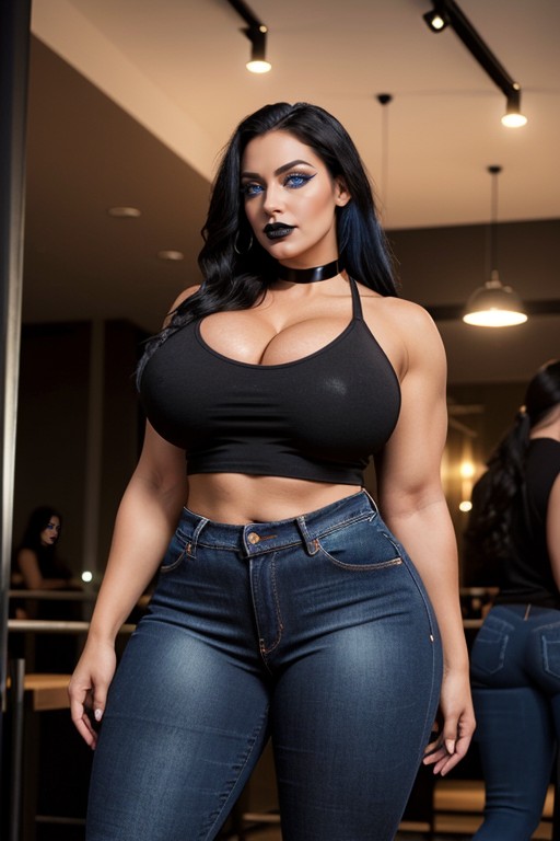 Extremely Muscular, Wavy Long Hair, Oversized Steroid Biceps AI Porn