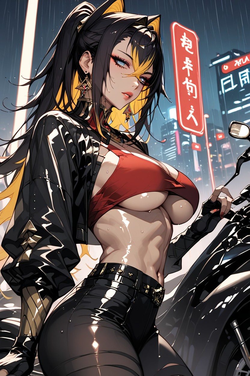 Wet Hair, Glistening Skin, Side View Hentai AI Porn