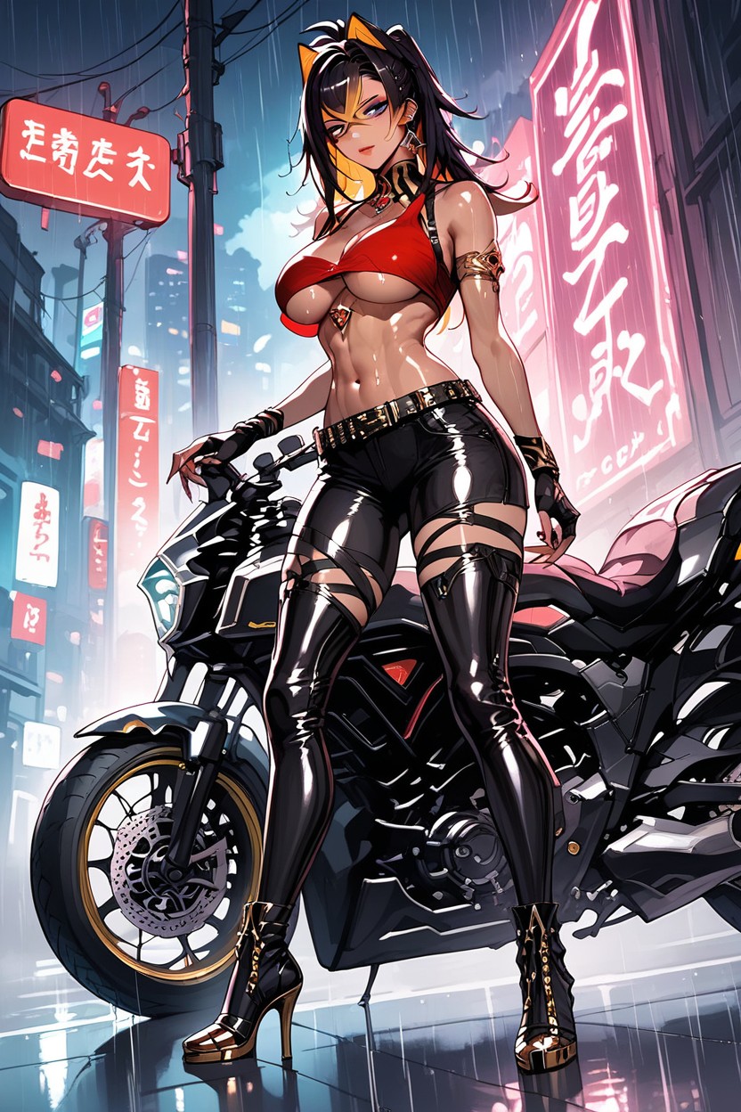 Underboob, Red Lips, Cleavage Hentai AI Porn