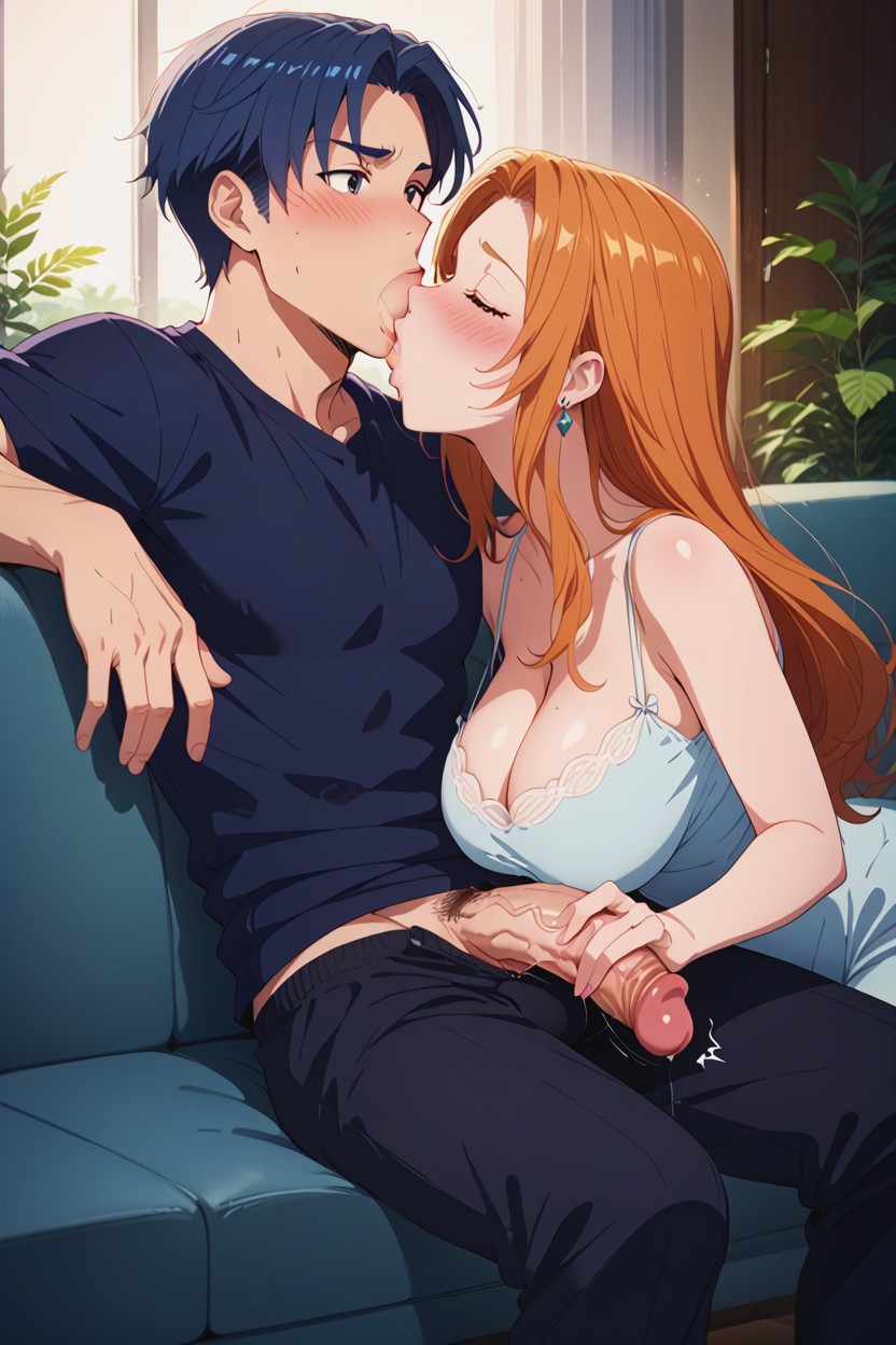 Hug And Suck, Blushing, Man Is Average Sized AI Porn