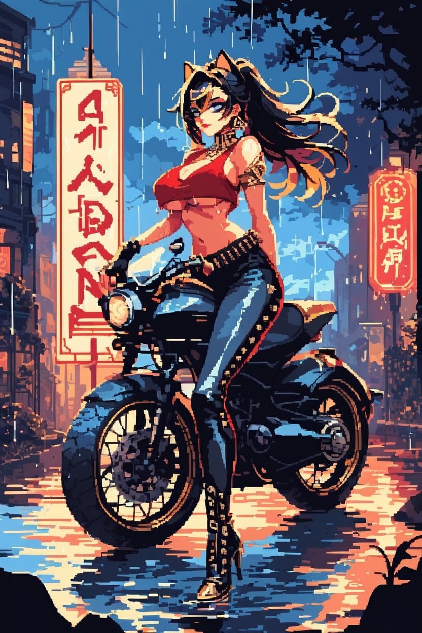 Glistening Skin, Rounded Breast, Navel Exposed Hentai IA