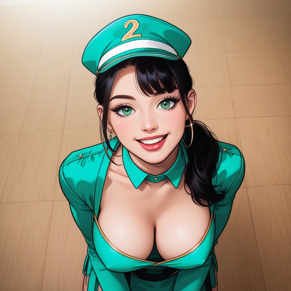 Plain Vintage Outfit, Top Down, Hands On Hips Hentai IA