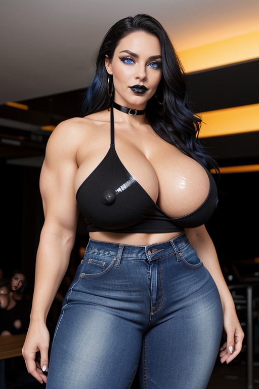 Steroid Muscles, Black Mascara, Extremely Tall AI Porn