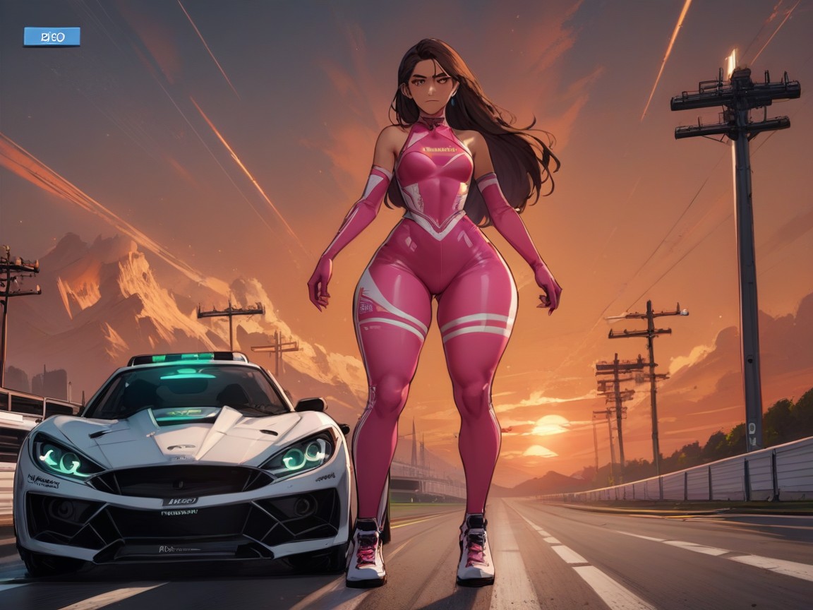 Pink Latex Leggings, Wide Ass Cheeks, High Breasts Porno latina IA