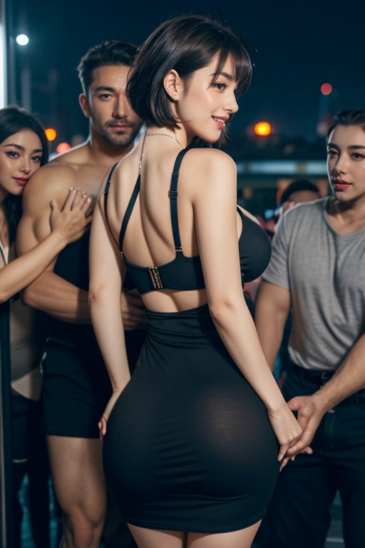 Female Looking Up, Cute, Too Tight In Boobs AI Porn