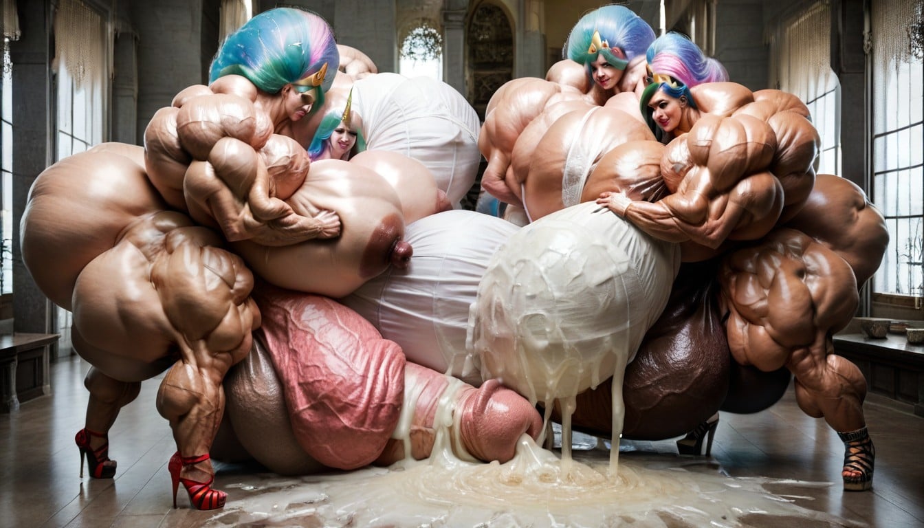 Gigantic Veiny Penis, Multicolored Hair, Harem Shemale AI Porn