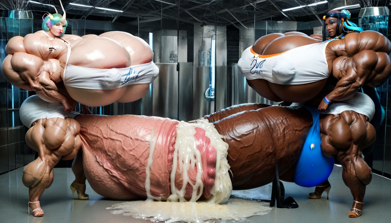 Excessive Cum, Gigantic Scalene, Kneeling Shemale AI Porn