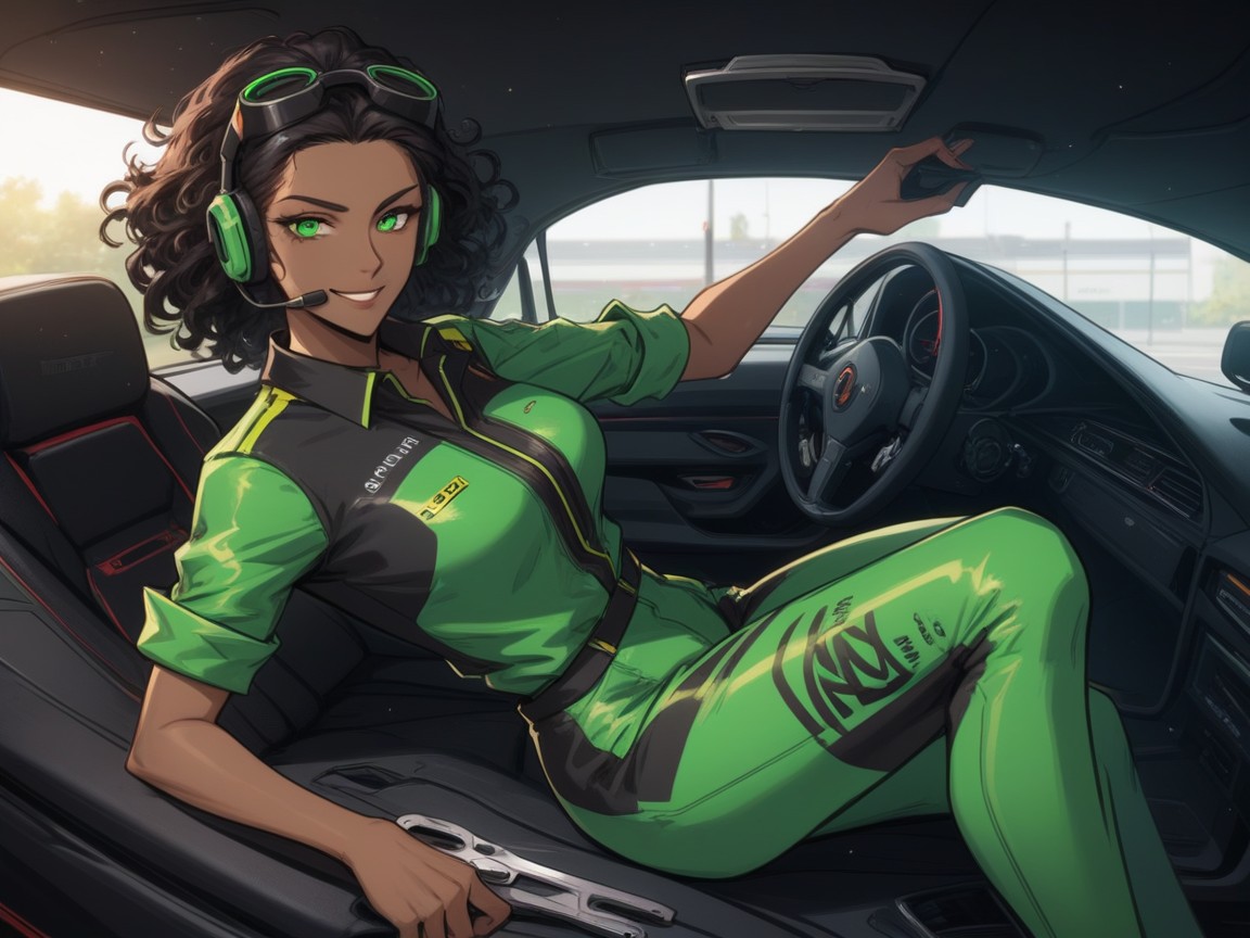 Woman Fixing Car, Chest And Hips Proportionate, Tires In Background Latina KI Porno