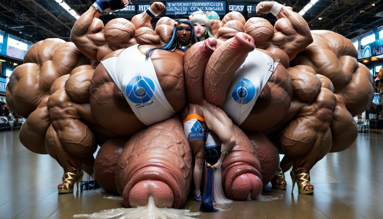 Make Up, Kneeling, Extreme Muscular Futa Shemale AI Porn