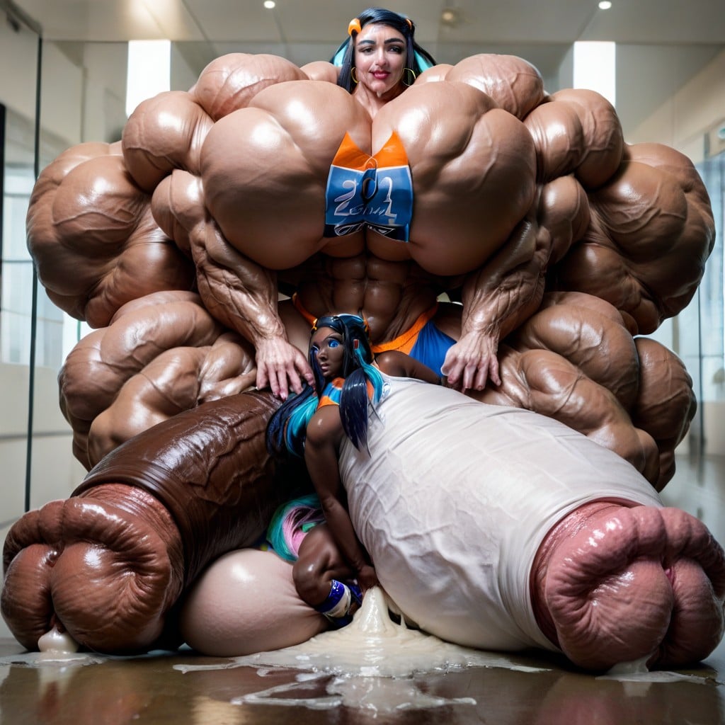Hyper Penis, Gigantic Abdominal Obliques, Hyper Gigantic Massive Muscles Futa Shemale AI Porn