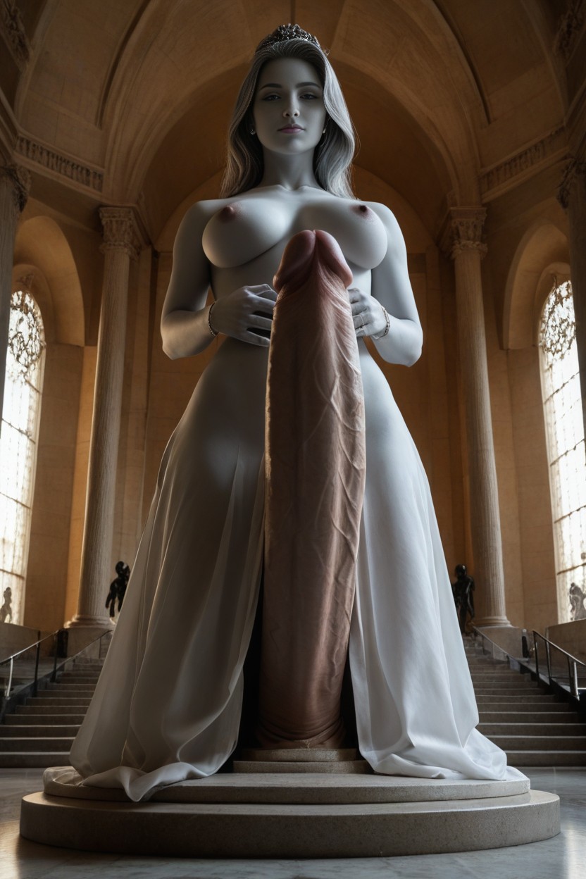 White, Bottom Up, Single Statue Shemale AI Porn