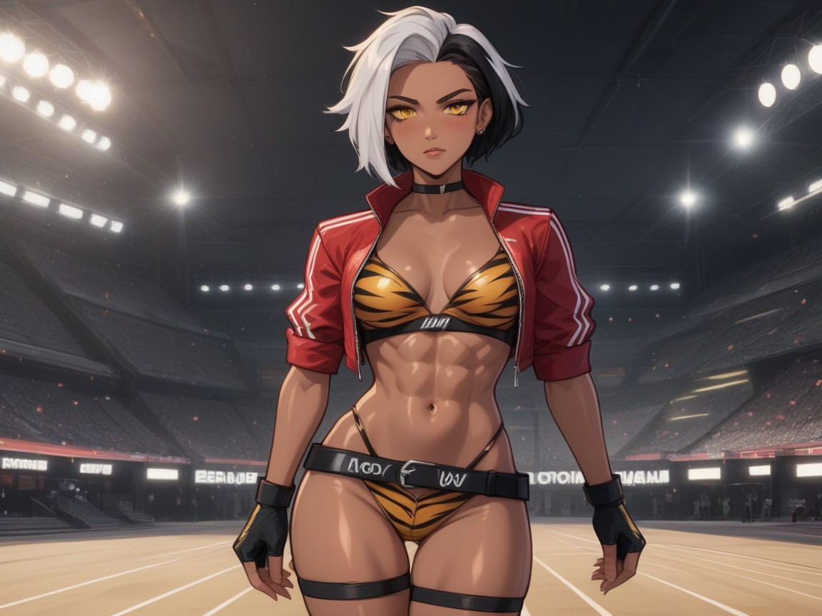 Squared Shoulders, Squared Firm Breasts, Woman Ultra Detailed Latina AI Porn