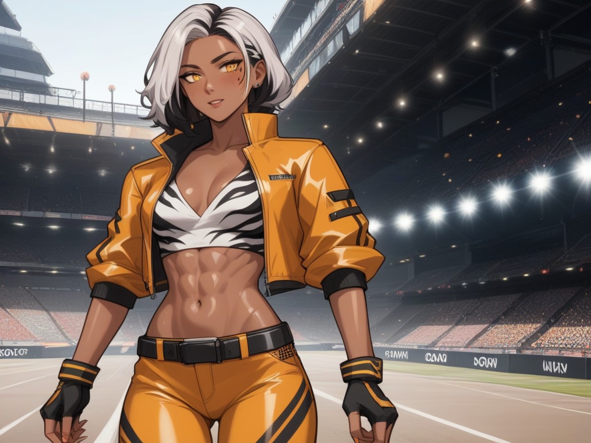 Motorway Background, Fingerless Gloves, Squared Hips ラティーナAIエロ