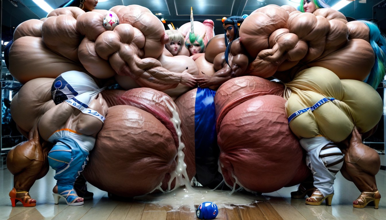 Veins, Hyper Penis, Kneeled Spitroasting Shemale AI Porn