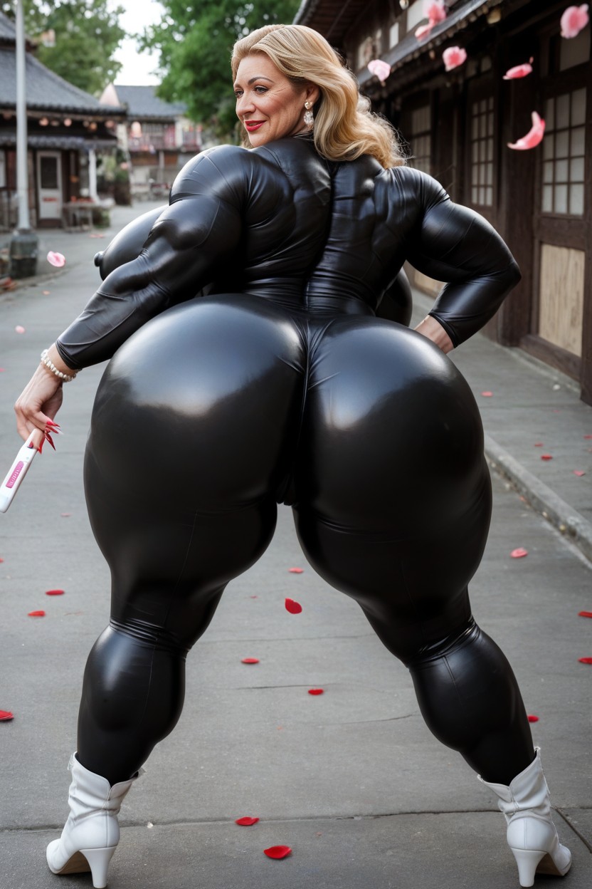 Erect Nipples, Blonde Wavy Hair, Gigantic Quad Muscles AI Porn