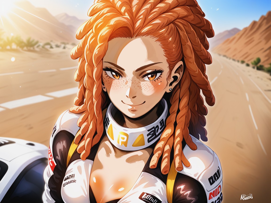 Warn Desert Sunset Tones, Bokeh, Dreadlocks Ginger Hentai AI Porn