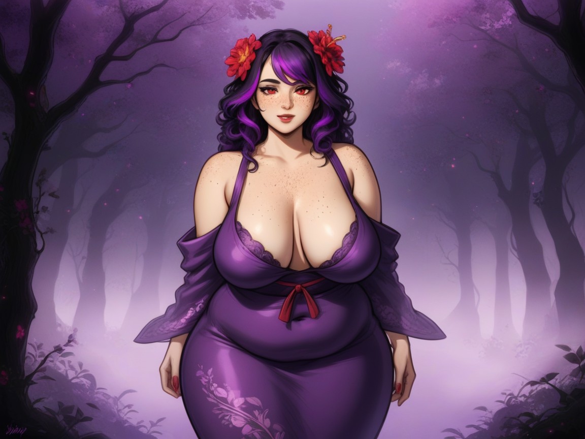 Woman Ultra Detailed, Scarlet Flower In Hair, Kräftig Latina KI Porno