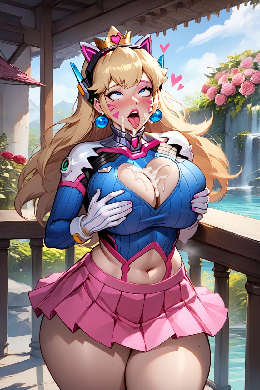 Prominent Hip, Out Tongue Cum In Chest, Ahegao AI Porn