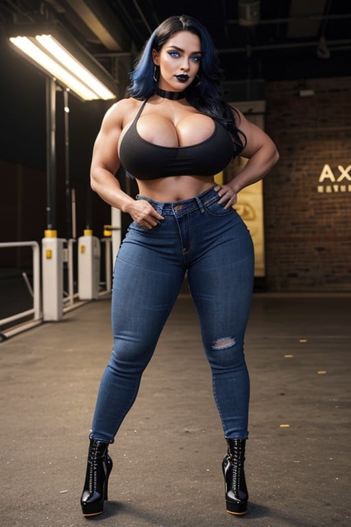 Muscular Streroid Abs, Full Body, Oversized Colossal Gigantic Hyper Breasts AI Porn