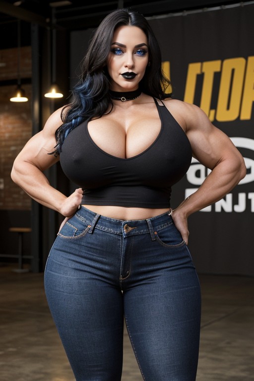Rock Concert, Oversized Colossal Gigantic Hyper Breasts, Bulging Thighs AI Porn