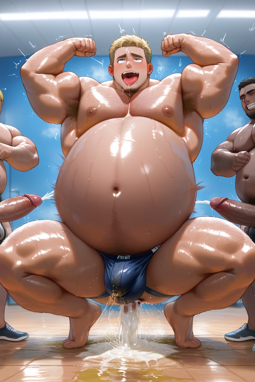 Obese, Blue Eyes, Hairy Belly AI Gay Porn