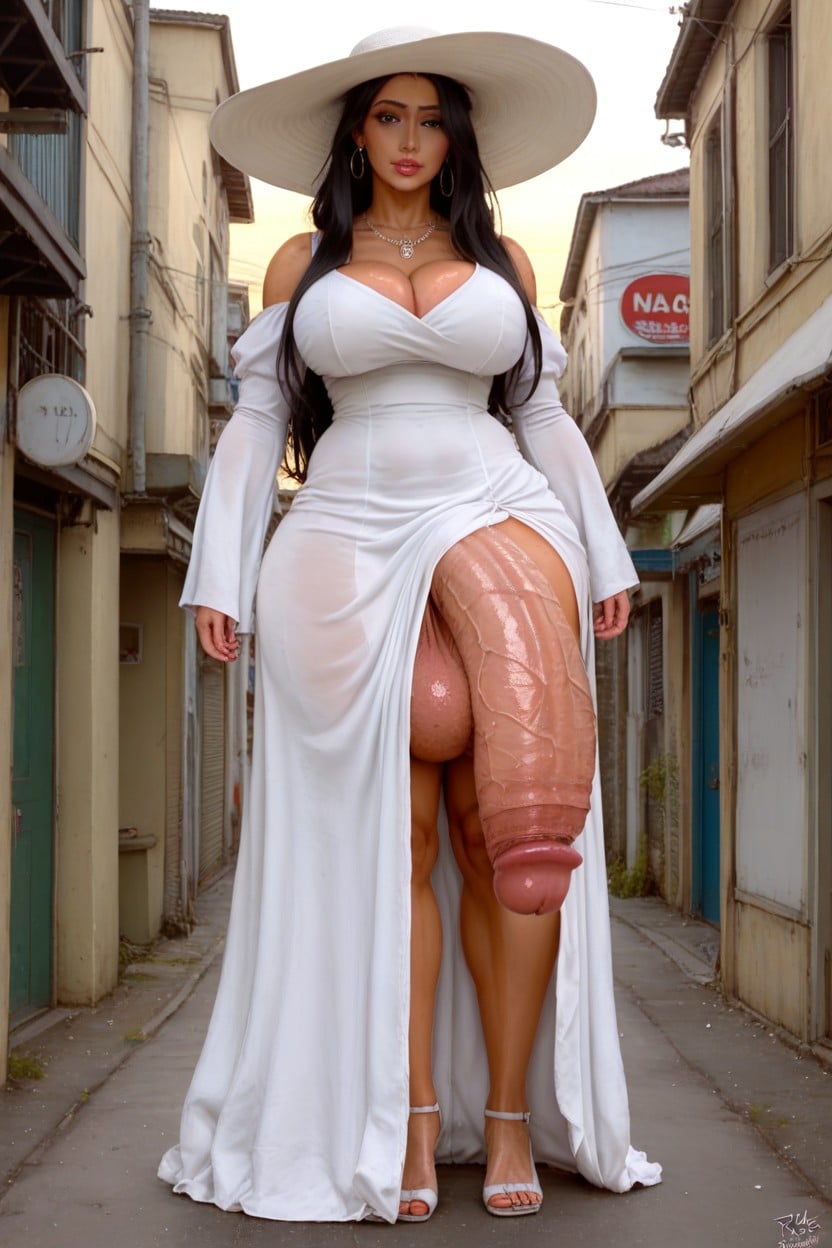 Huge Penis, Super Long Hair, Silk Dress Shemale AI Porn
