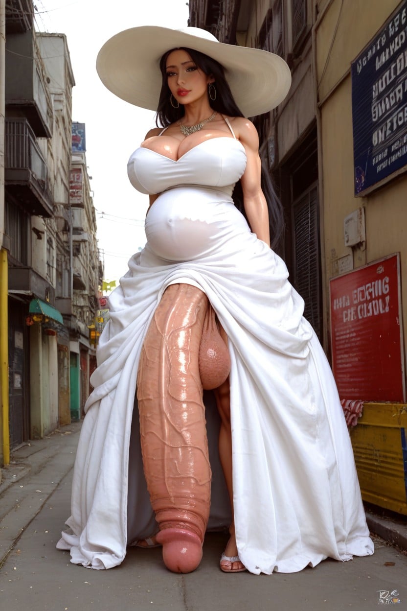 Alone, Cock Under Dress, Cheveux Noirs Porno IA transsexuelle