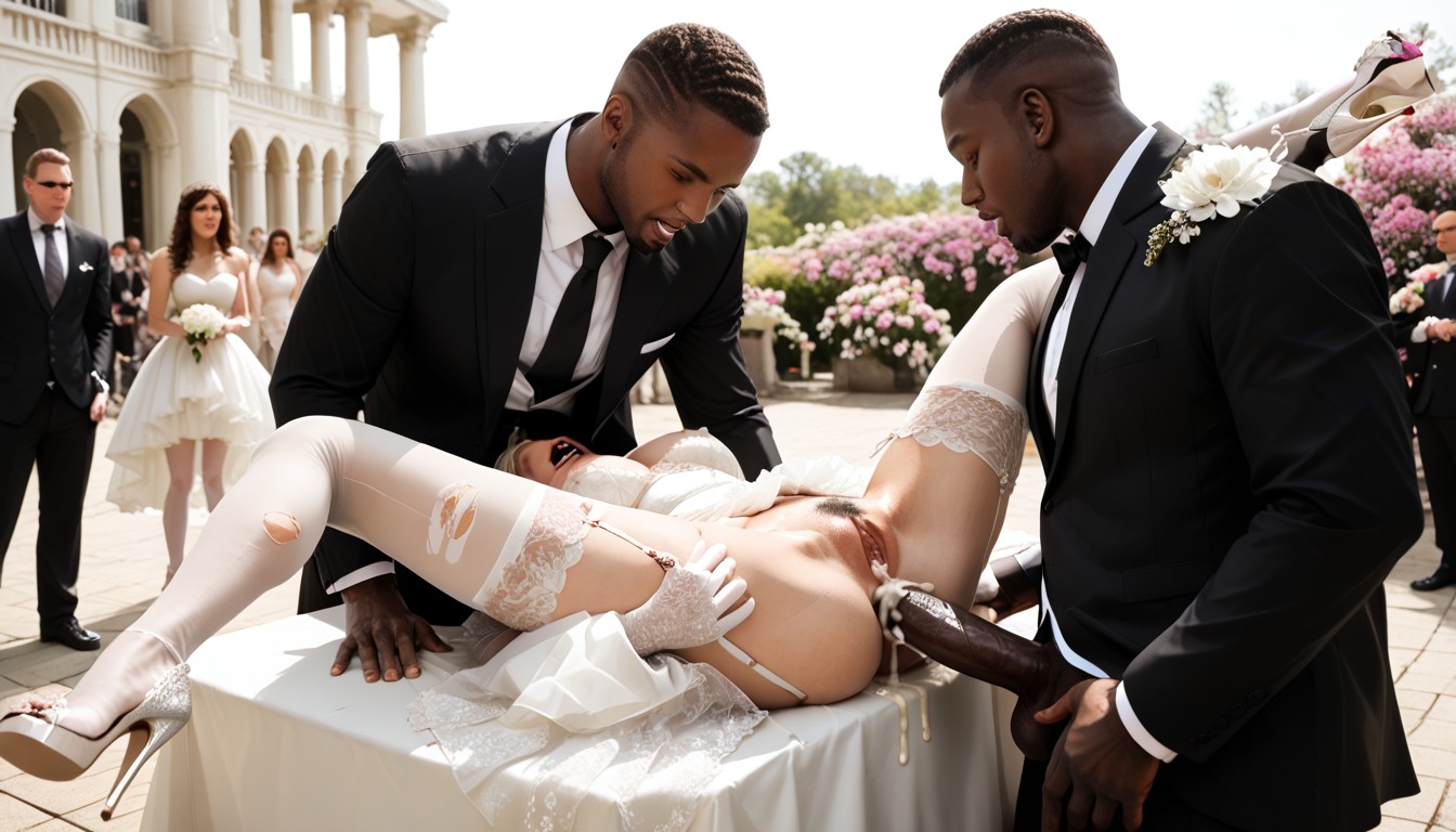 Interracial Sex, Hands Holding Her Boobs, Creampie AI Porn