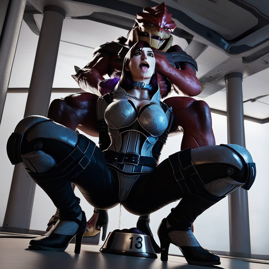 Black Armor And Wetsuit, Sweaty, White Armor Hentai AI Porn