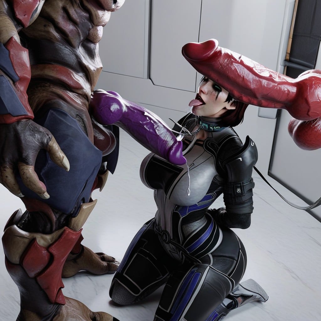 Ahegao, Pulling Leash, Side View Hentai AI Porn
