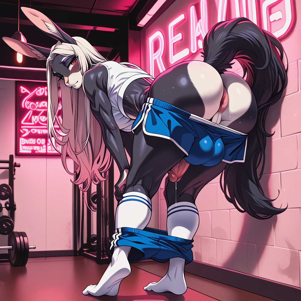 Super Baggy Crop Top, Huge Balls, Long Digitigrade Legs Furry IA