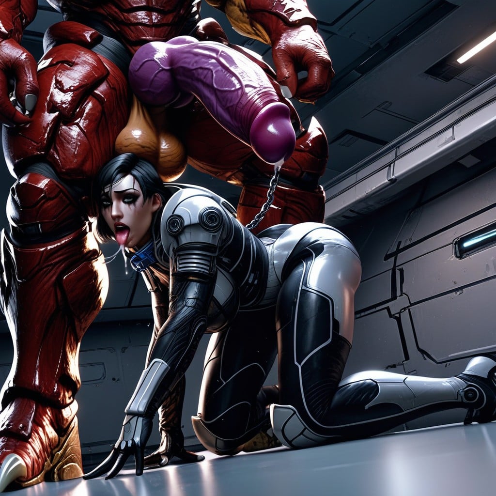 Knot Penis, Forcefully Pulling Head Up, Krogan Cock Hentai AI Porn