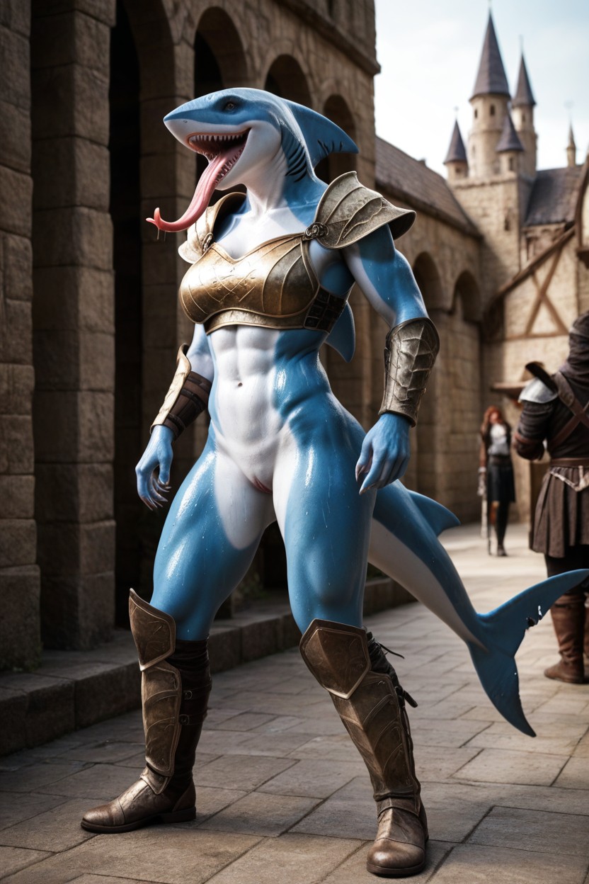Looking At The Camera, Anthro Shark, Metal Boots AI Porn
