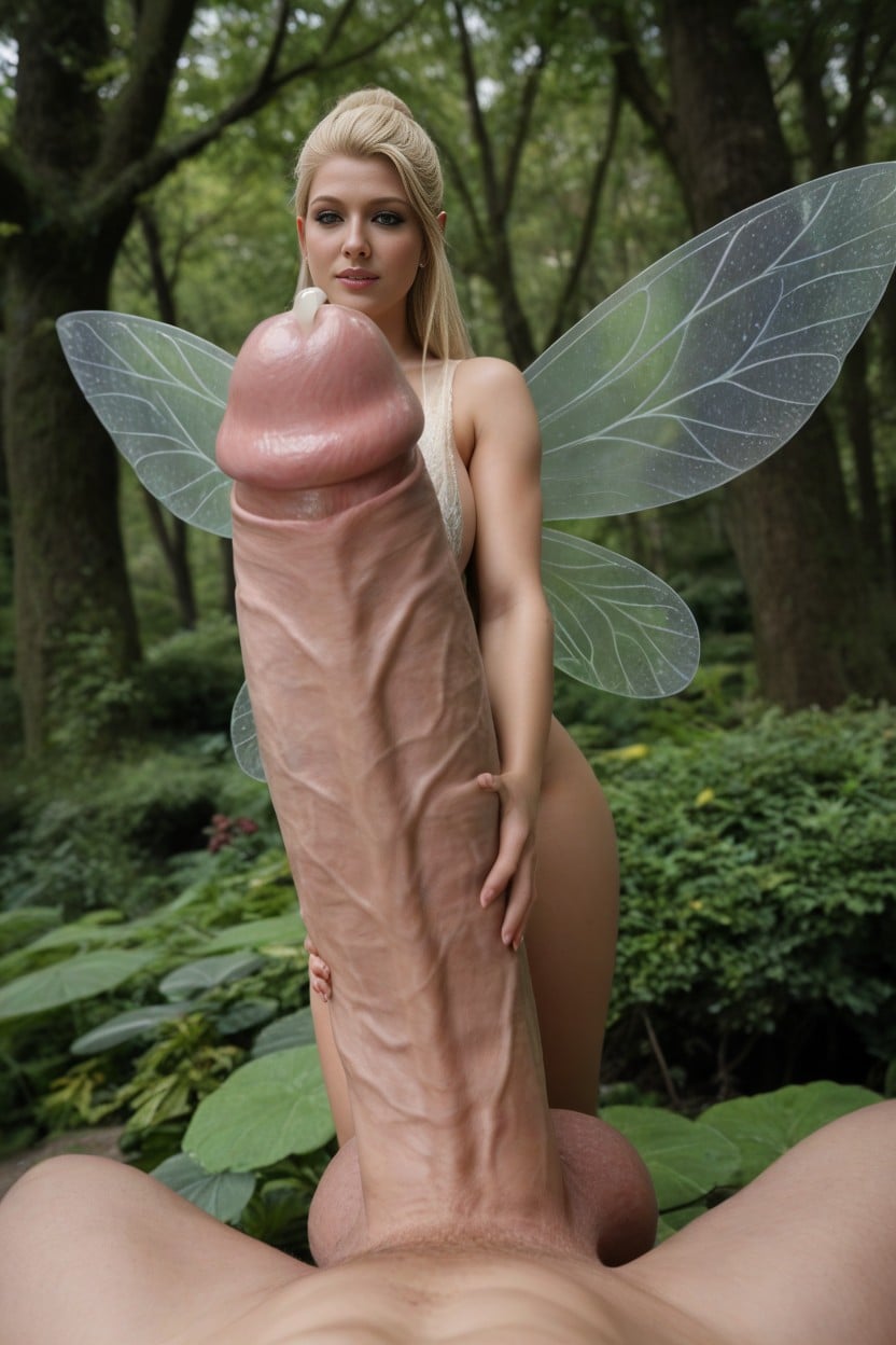 Skinny, On Massive Uncut Cock, Body Sized Cock AI Porn