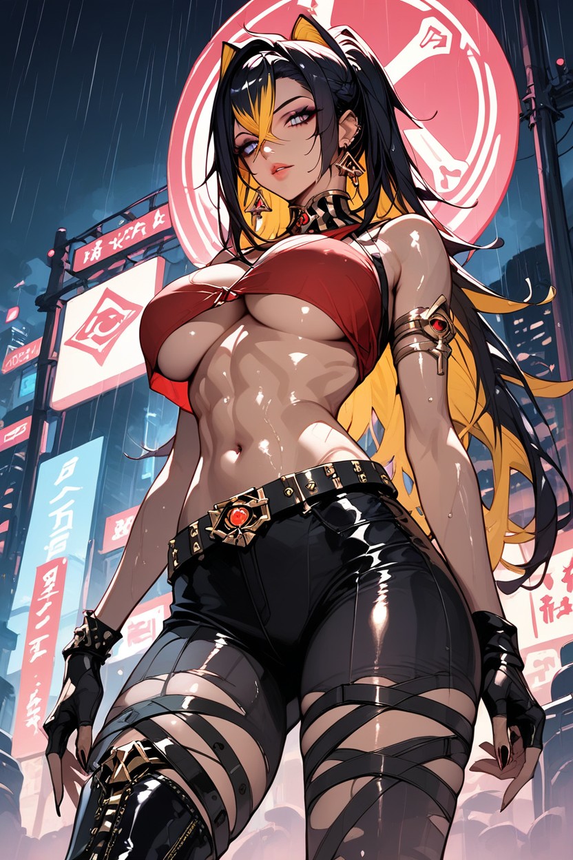Neon Signs, Detailed Eyes, Seductive Look Hentai AI Porn