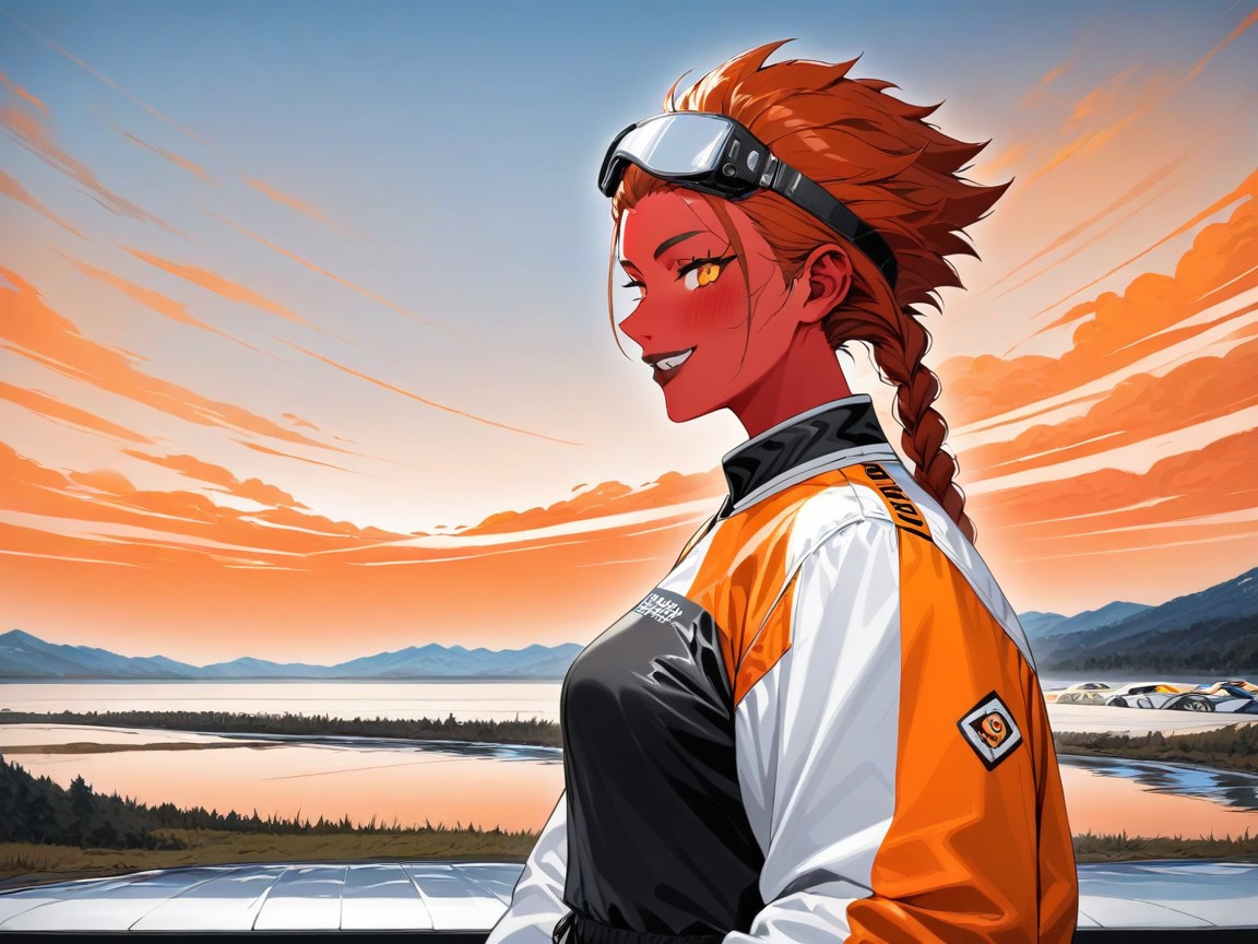 Copper Red Skin, Stormy Weather, Side View AI Porn