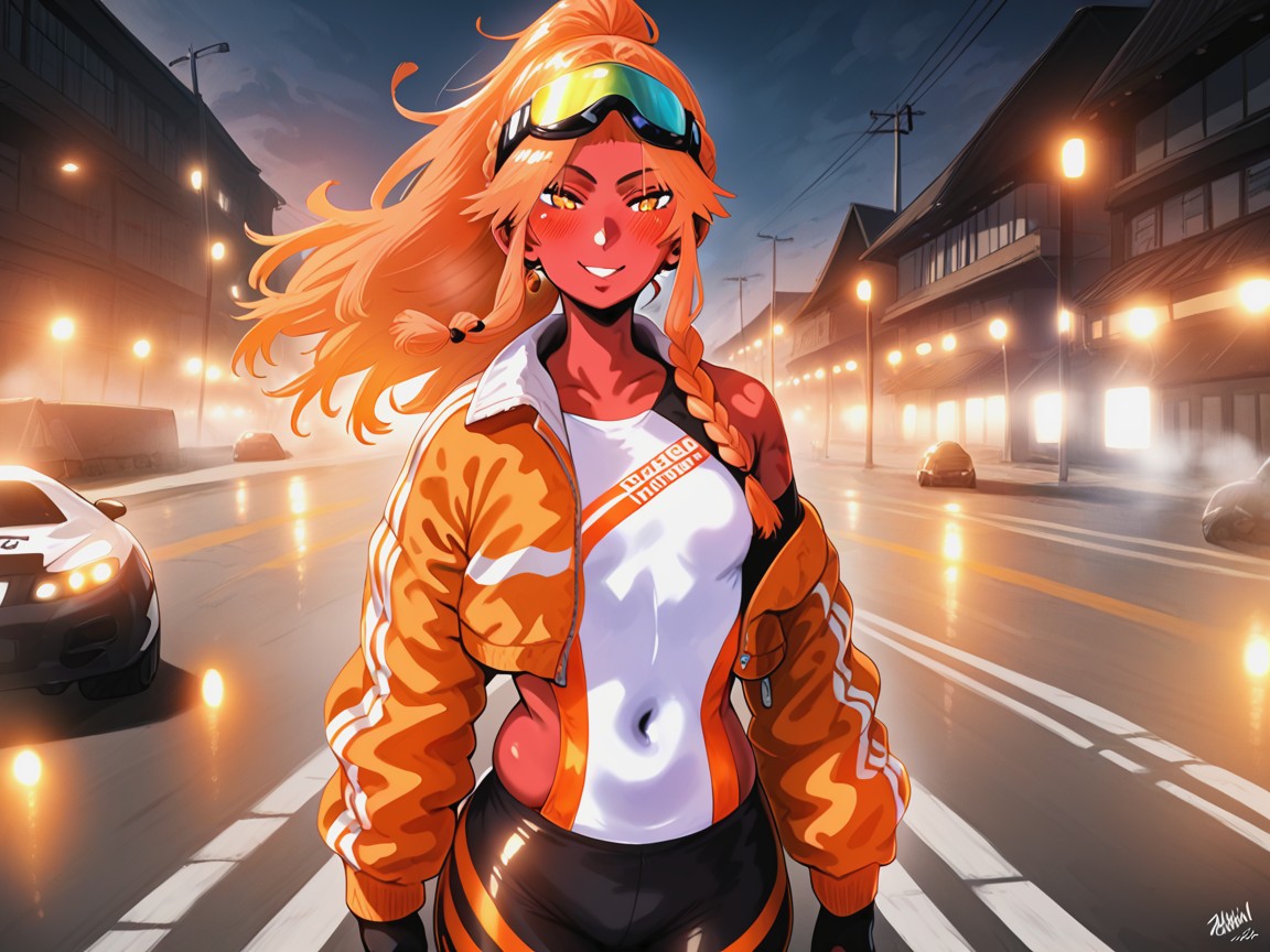 Braided Ponytail, Road On Cliff, Motorway Background Hentai AI Porn