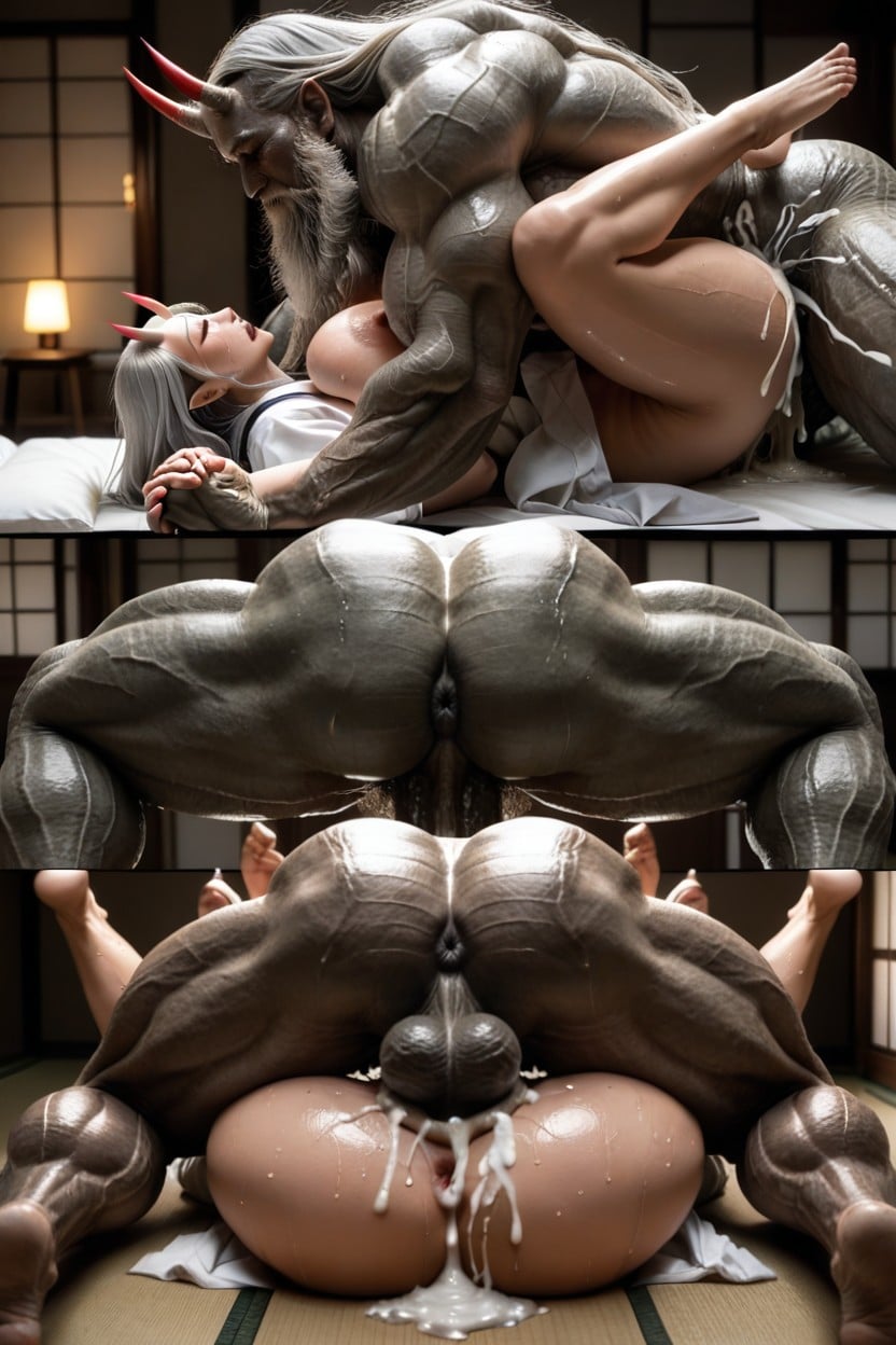 Full Body, Monster Oni, Long Beard White AI Porn
