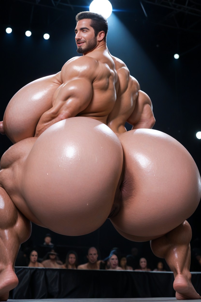 Naked, Sweaty, Arms Behind Back AI Porn