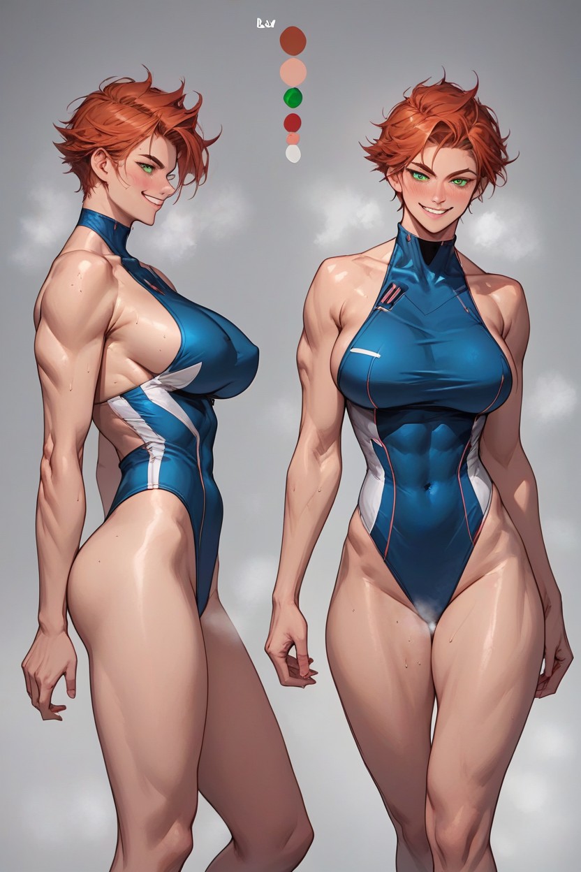 Sexy Legs, Ginger Skin, Best Detailed Hair Hentai AI Porn
