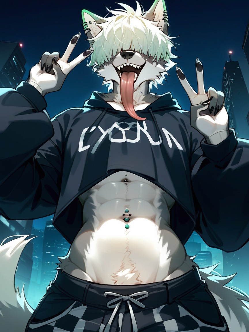 Messy Hair, Gay, Print On Sweatshirt AI兽人黄片