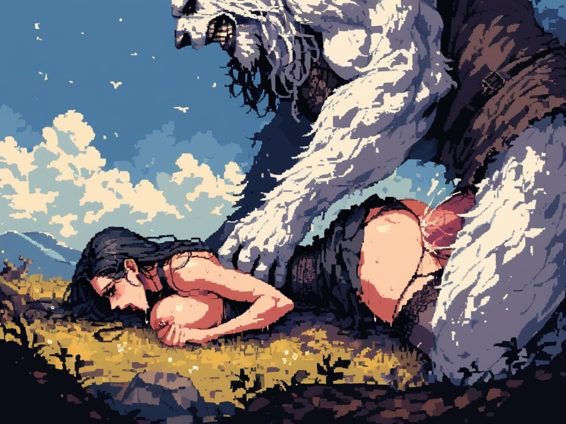 Huge Yeti Cock In Tight Vagina, Grabbing Breasts, White Hair Porno IA