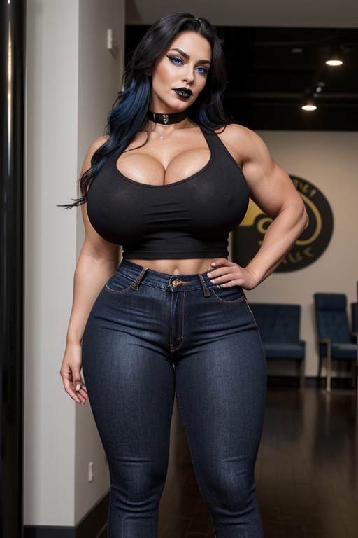 Extremely Large Steroid Arms, Botox Lips, Muscular Streroid Abs AI Porn