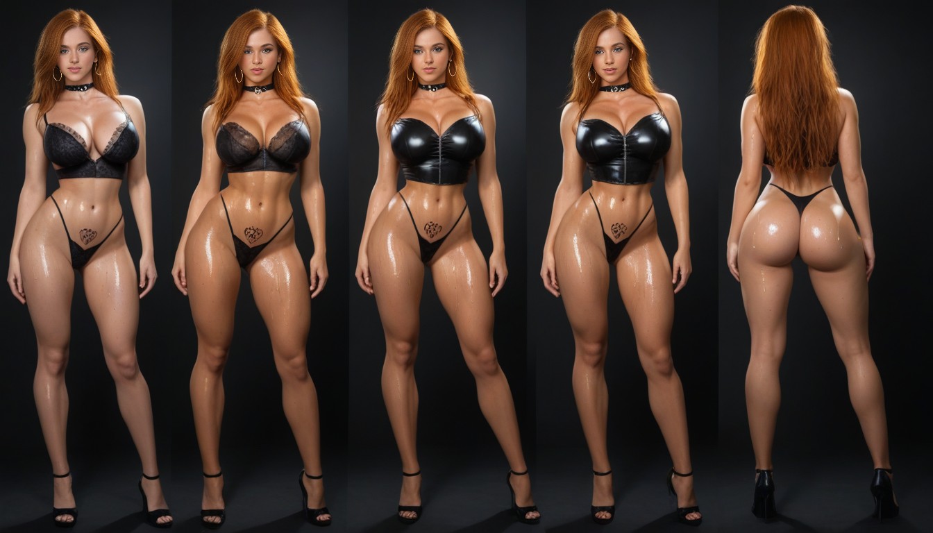 Stand Up, Extremely Beautiful Face, Wet Shiny Skin AI Porn