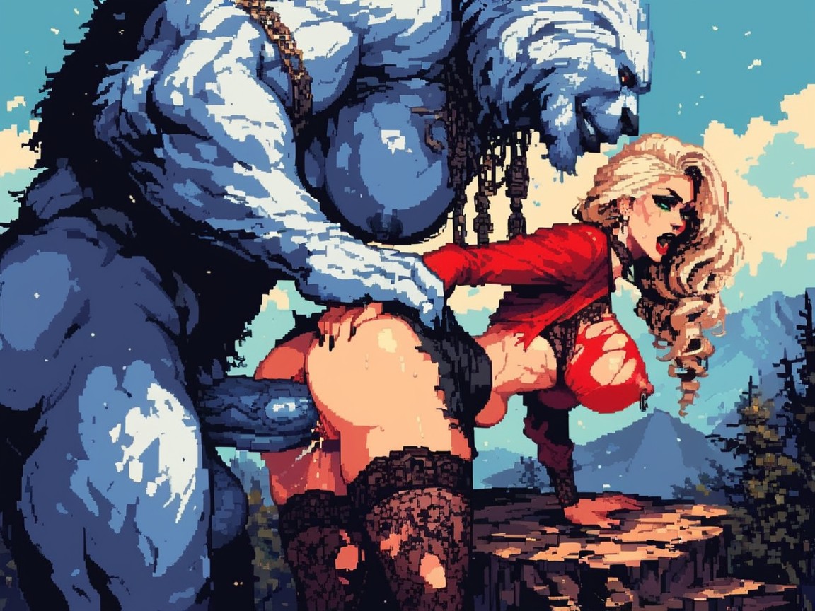 Eyes Wide Open, Jumping Breasts, Big Dark Nipples AI Porn