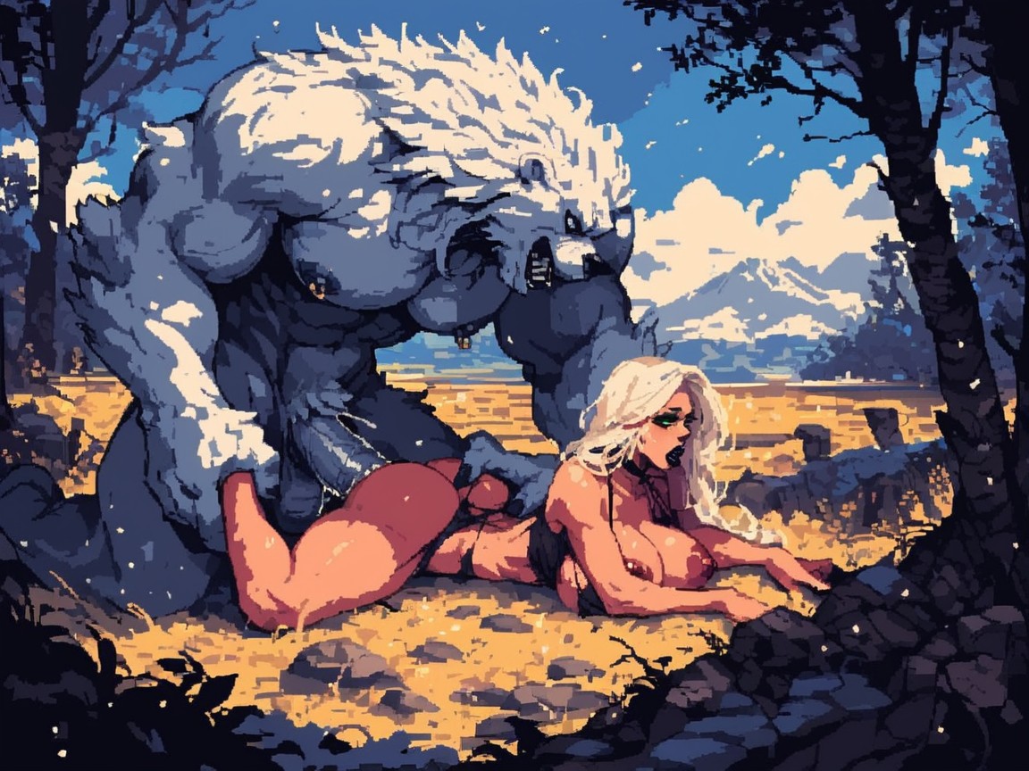 White Hair, Grabbing Ass, Massive Yeti Cock AI Porn