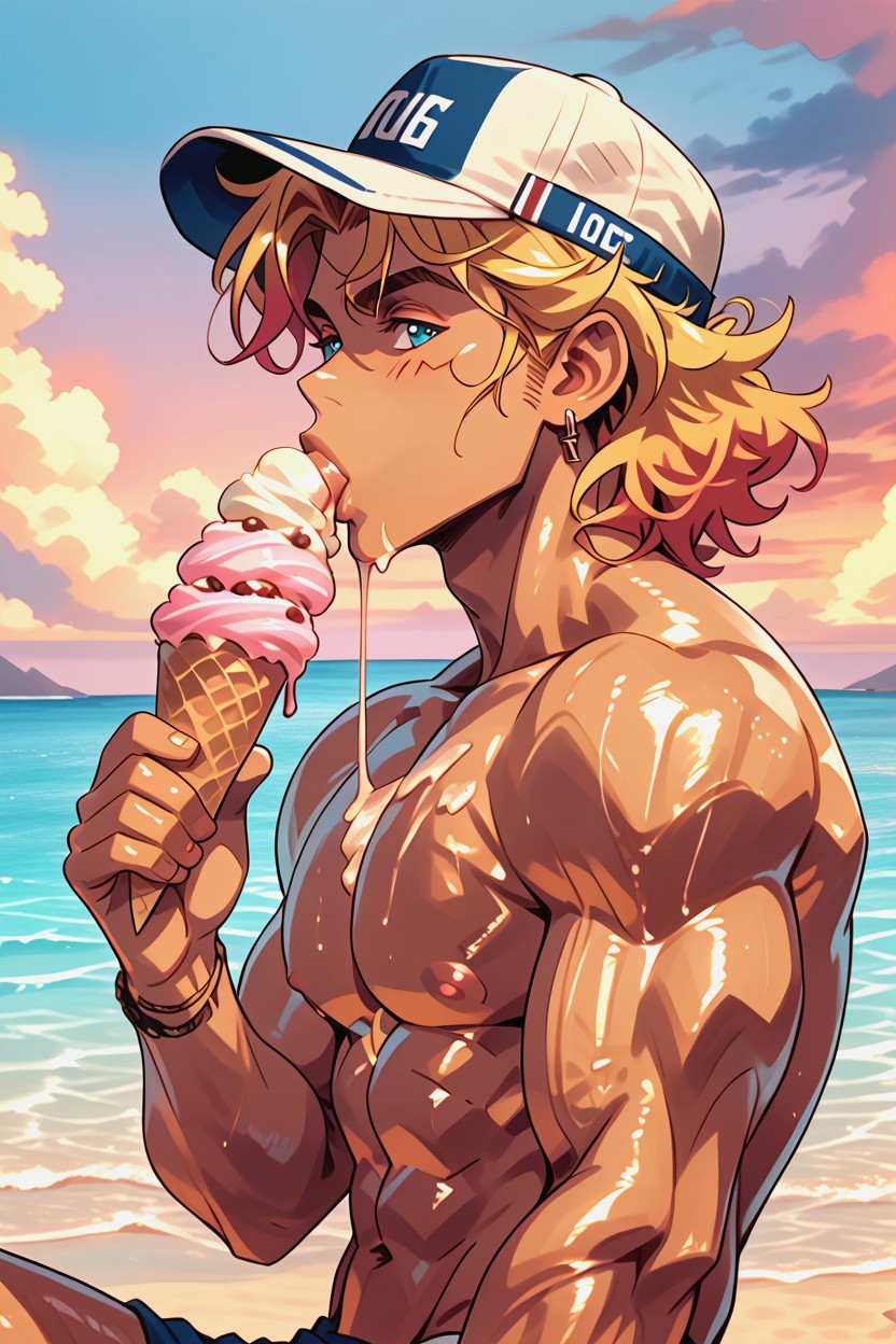 Watercolor Render, Golden Hair, Happy AI同性戀黃片