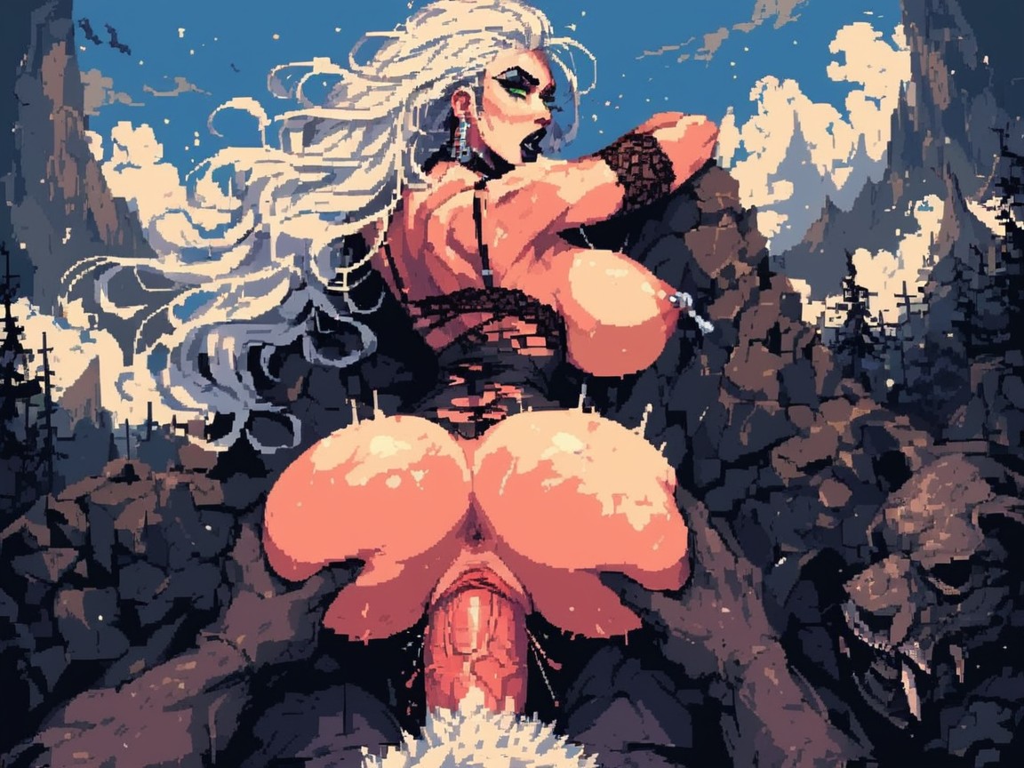 Nipple Piercing, One Male And One Female, Extremely Large White Furry Yeti AI Porn